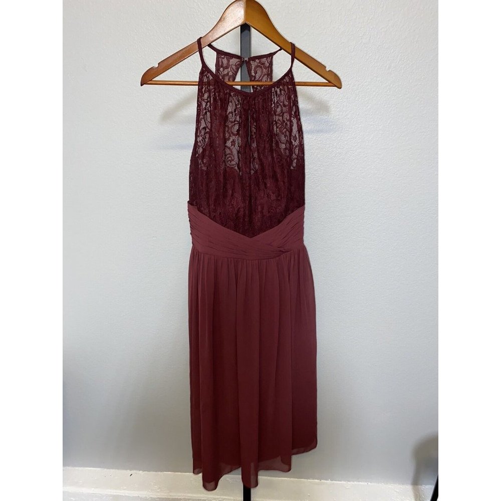 womens formal dress size 12 lace burgandy excellent condition